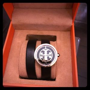 Tory Burch Reva Double Wrap Leather Strap Watch